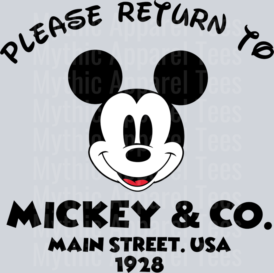Mickey Please Return To Mickey and Co Main Street DTF Disney Transfers