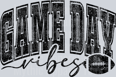 Game Day Vibes Black Football Varsity Letters
