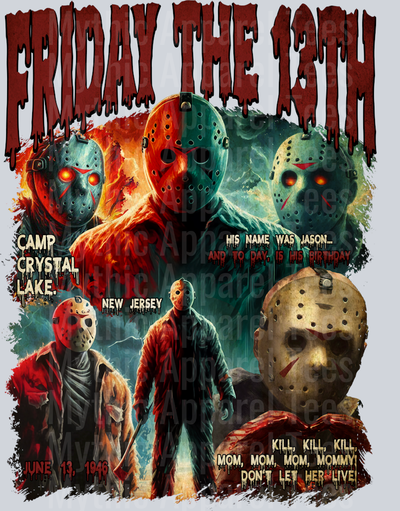 Jason Voorhees Friday the 13th 2 in multiple movie scenes Halloween DTF Horror Movie Transfers