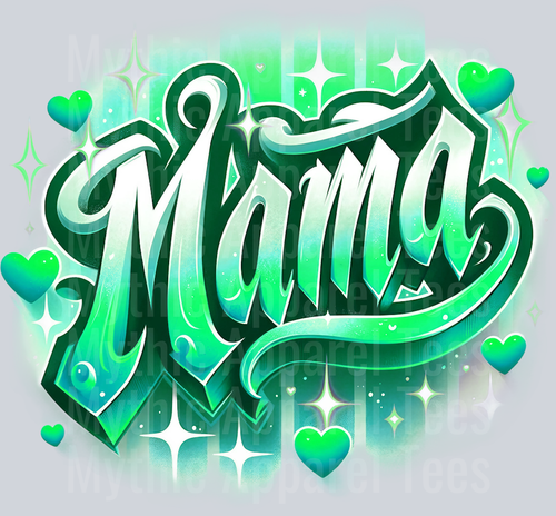 Mama Airbrushed Green  DTF MOM Transfers