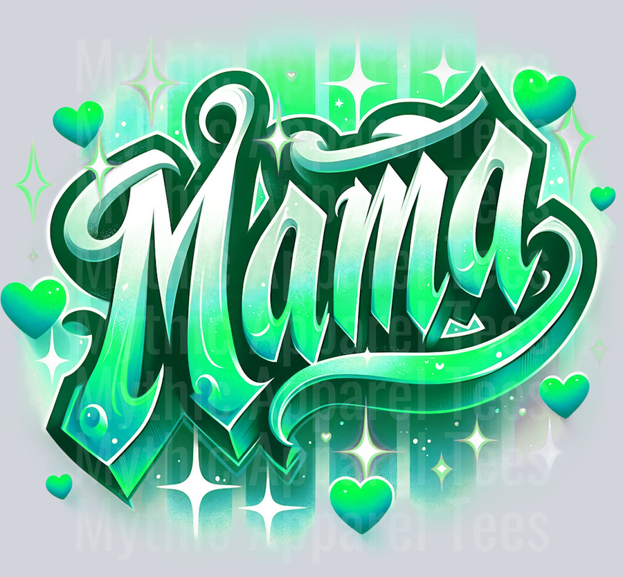 Mama Airbrushed Green  DTF MOM Transfers
