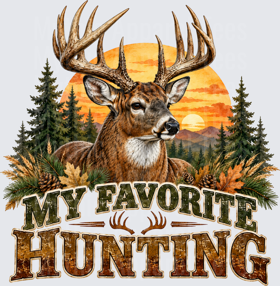 My Favorite Hunting Whitetail Buck Sunset Autumn Forest Scene