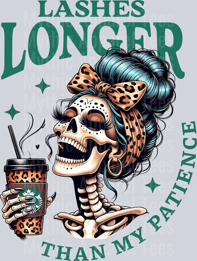 Lashes longer than my patience Green DTF Skull Transfers