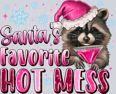 Santa's Favorite Hot Mess Drinking Raccoon