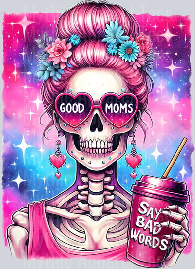 good vibes heart shaped glasses  DTF Skull Transfers