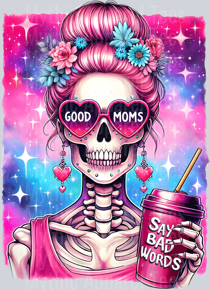 good vibes heart shaped glasses  DTF Skull Transfers