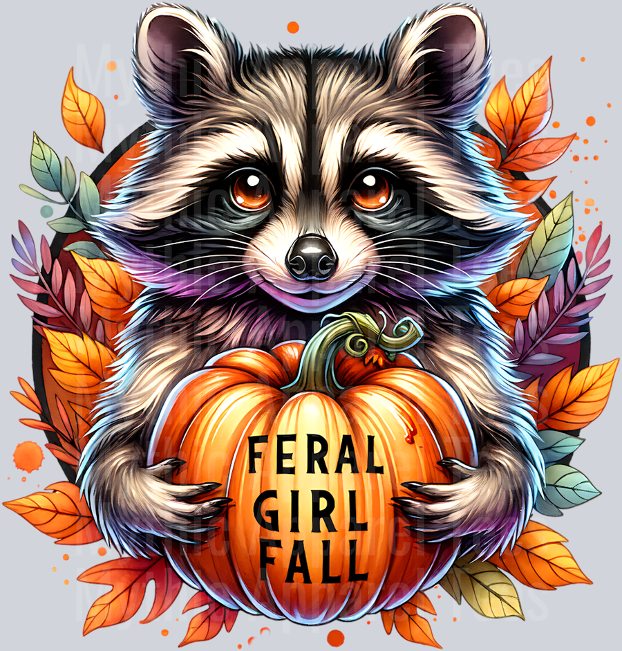 FERAL GIRL FALL TEXT ON PUMPKIN PNG