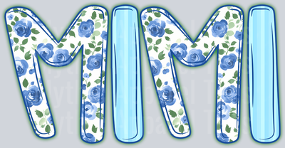 MiMi Light Blue Floral Pattern DTF MiMi Transfers