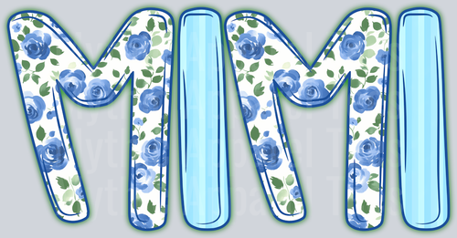 MiMi Light Blue Floral Pattern DTF MiMi Transfers