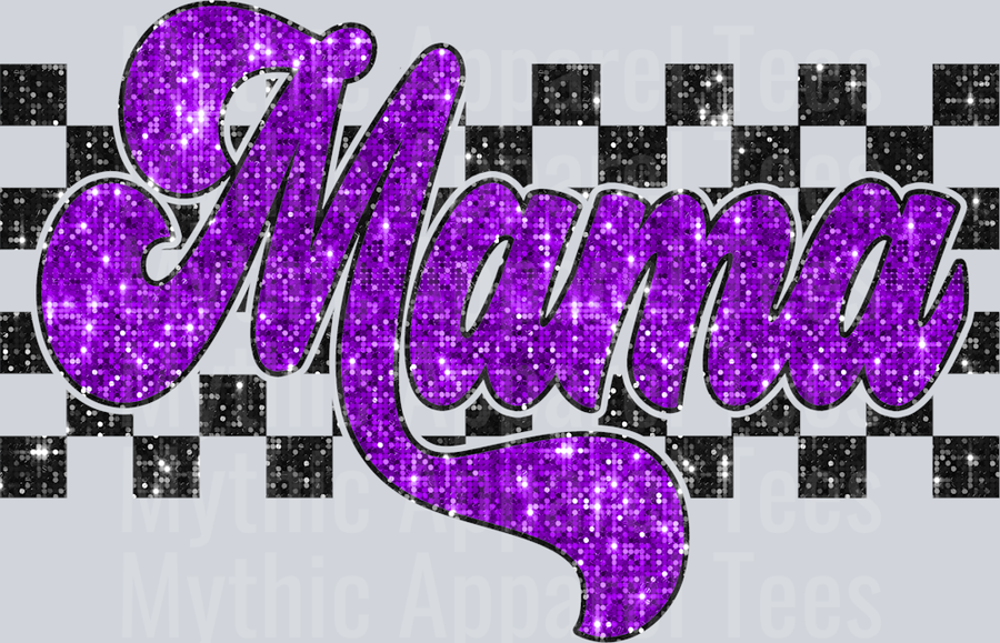 Purple Sequin Checkered Mama