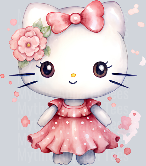 Pink Dress Happy HK Hello Kitty Flowers