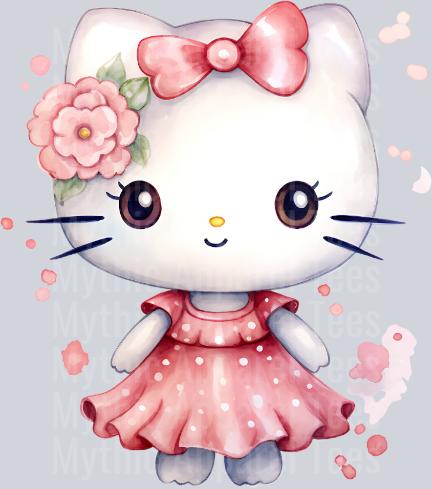 Pink Dress Happy HK Hello Kitty Flowers