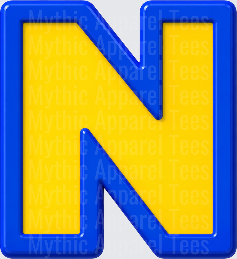 Toy Story Alphabet Letter N Bold Blue Yellow Balloon Style