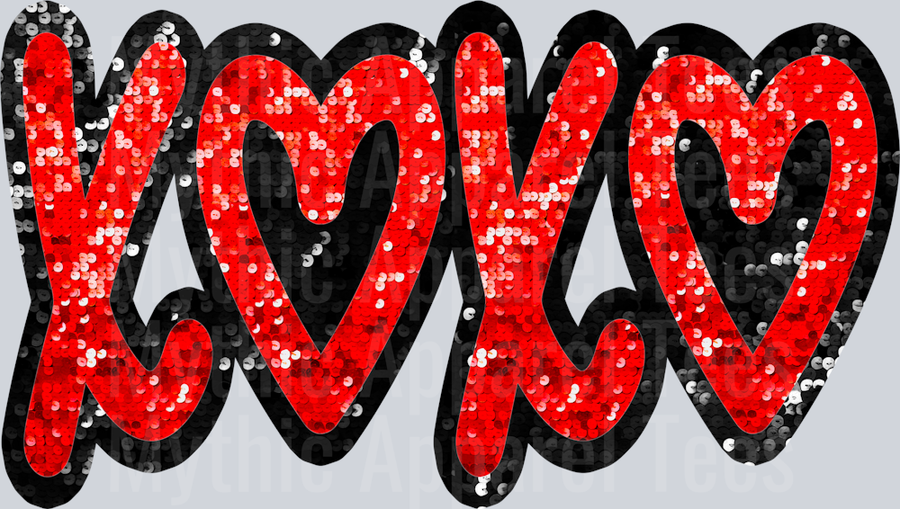 XOXO Sequin Red Style Combo Valentines Day Design