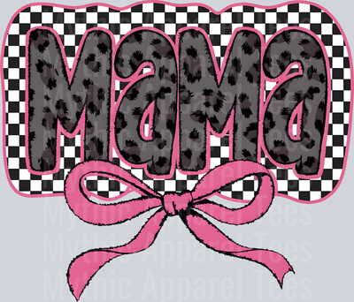 mama checker and dark cow print with bow DTF MOM Transfers