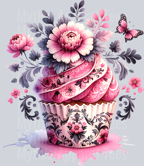 PINK FLORAL CUPCAKE