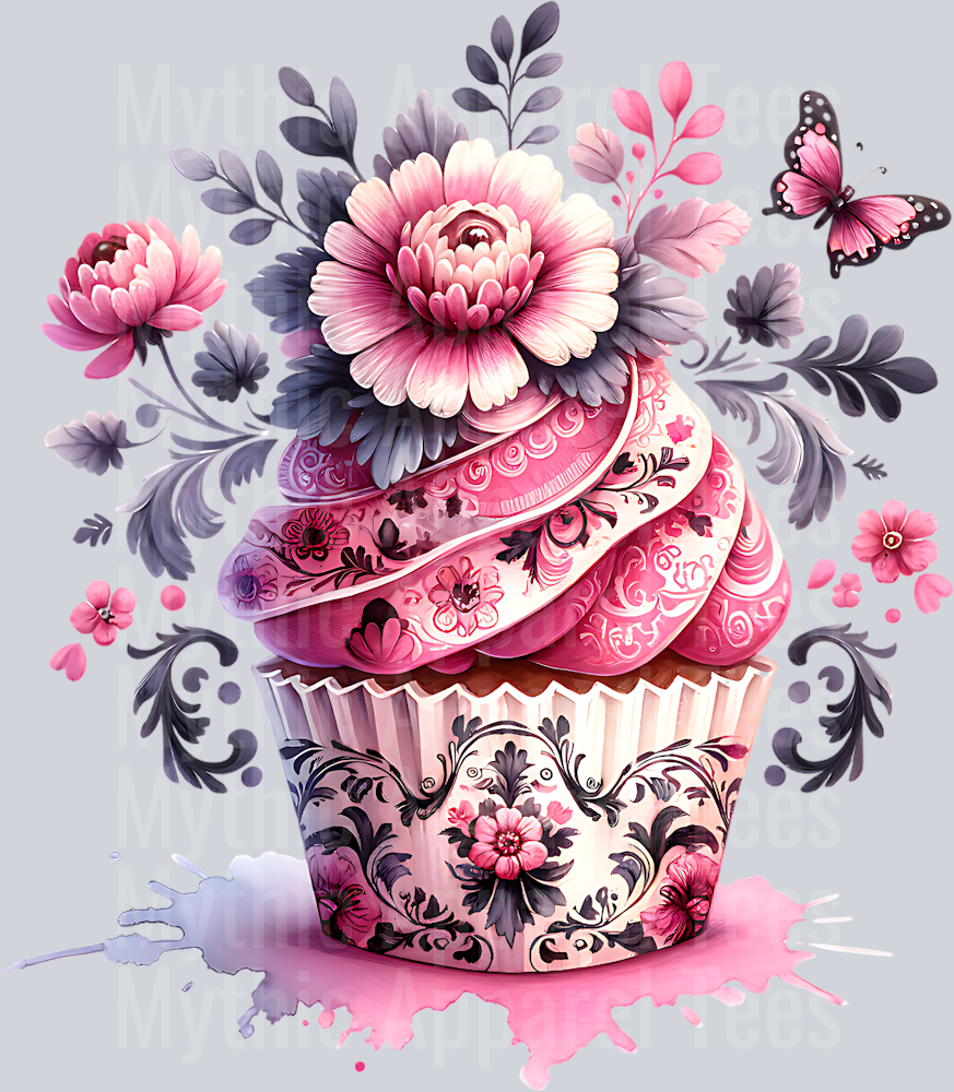PINK FLORAL CUPCAKE