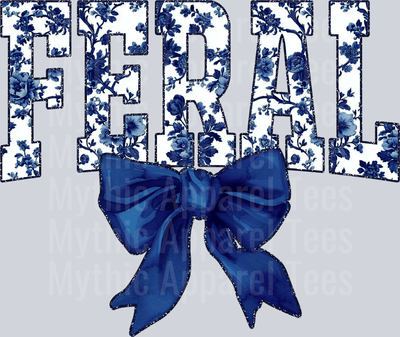 Navy Feral College Font With Bow Floral Pattern Feral Life