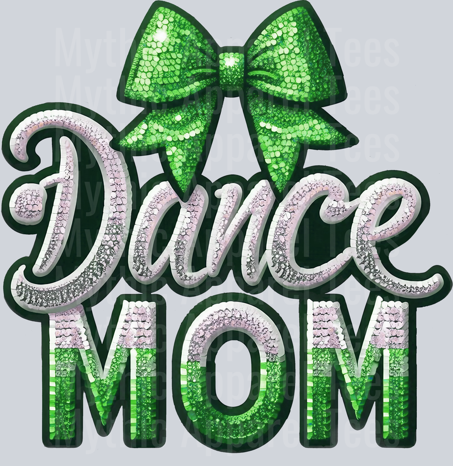 0013 Dance Mom Sequins Green DTF Dance Mom Transfers
