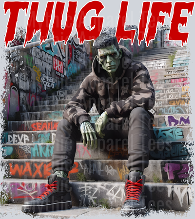 Frankenstein realism on stairs Horror Movie DTF Thug Life Transfers