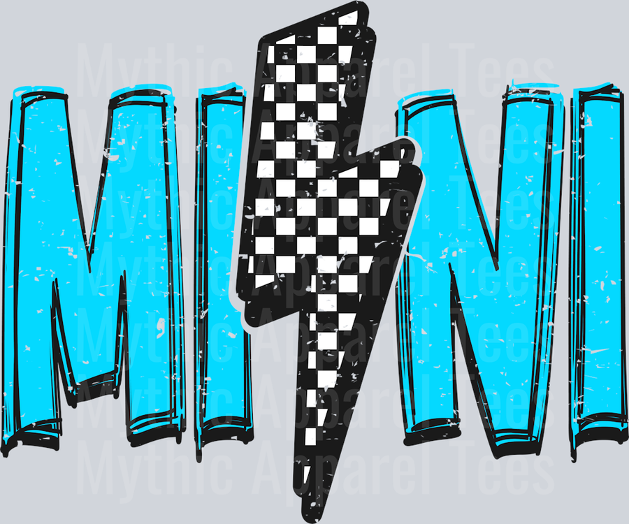 MINI Blue and Black Lightning Bolt DTF Mini Mama Transfers