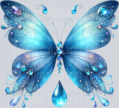 Sapphire Blue Watercolor butterfly DTF Butterfly Transfers