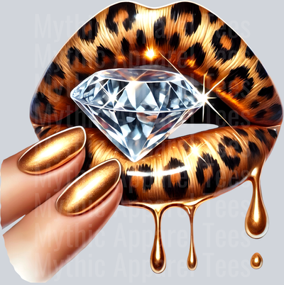 Gold Leopard Diamond Lips (16) DTF Glam Transfers