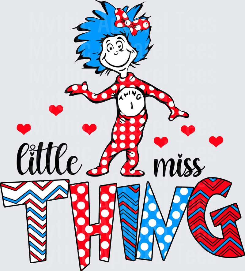 DR Seuss Little Miss Thing 1 Girl Blue Hair Red Hearts