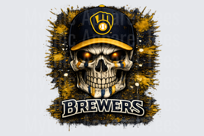 MLB Skulls Milwaukee Brewers Glowing Eyes Skull Navy Cap