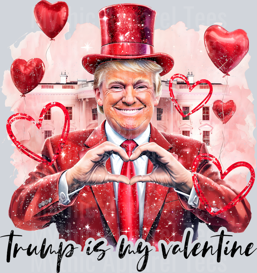 Trump Is My Valentine Small Black text Maga Style Combo Valentines Day Design