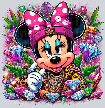 Minnie Mouse 4 Jewels Smoking Weed DTF Weed Transfers