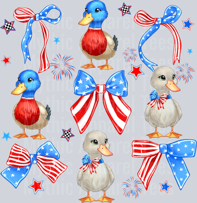 4th of july Goose Bow Red White and Blue Patriotic DTF 4th of July Transfers