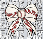 Gameday Grey Glitter Baseball Bow, Sports Transfers, Baseball, Cute Design, Glitter Style, DTF Transfer