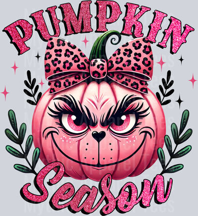 Pink Grinch Pumpkin with bow Pumpkin Season