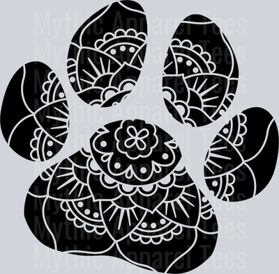 Dog paw mandala paw print DTF Dog Transfers