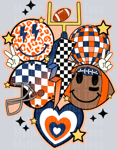 Retro football collage orange blue