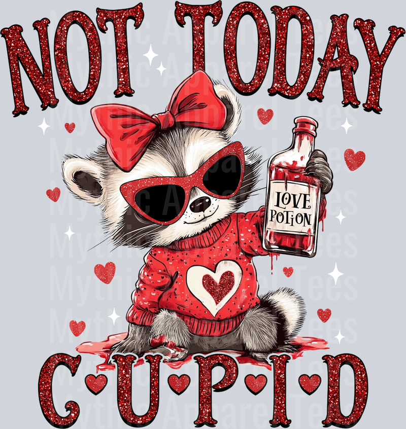 Not Today Cupid Raccoon with Potion DTF Valentines Day Transfers