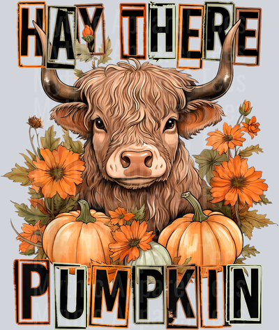 Hay There Pumkin Highland Cow Fall Autumn Thanksgiving T-Shirt