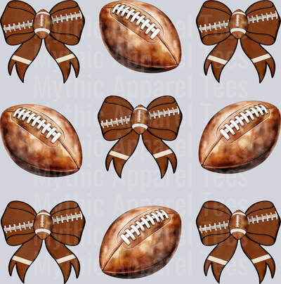 Football bow and balls 2 cute DTF Sports Transfers