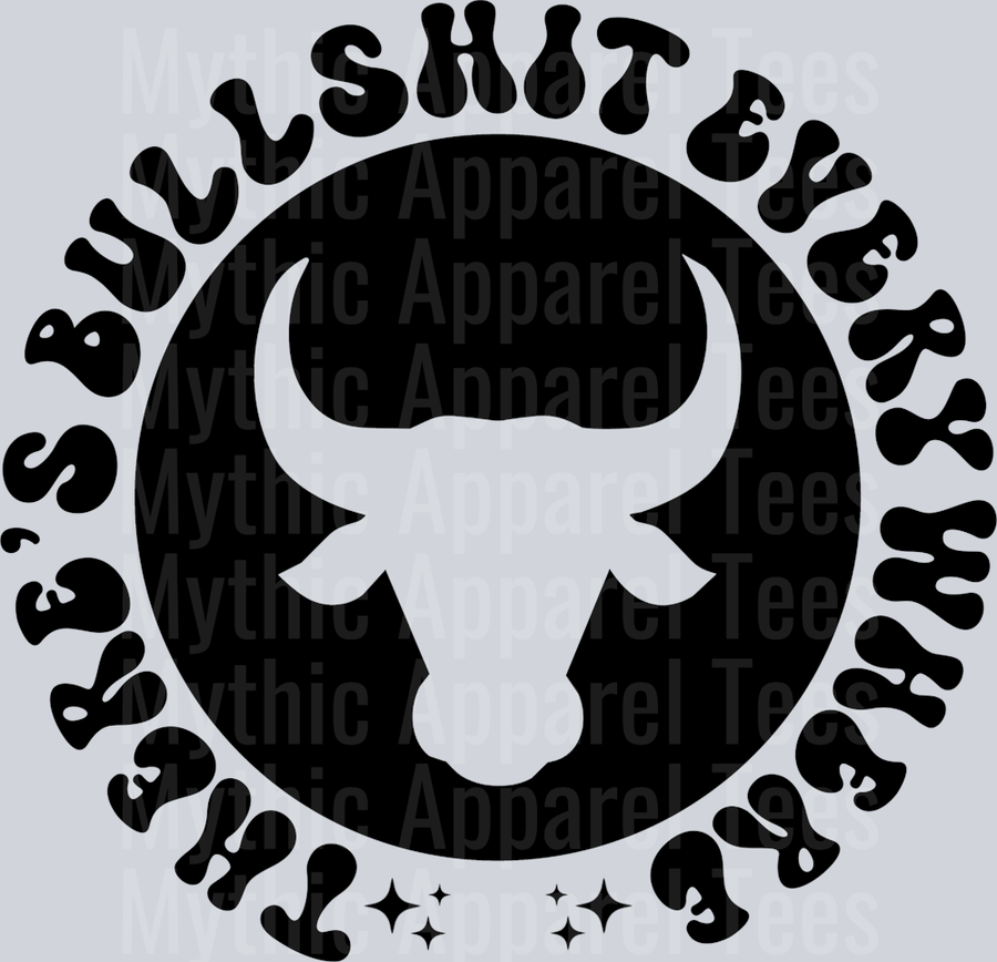 Theres Bullshit Everywhere Pocket Pocket Funny Wavy Retro Words Black
