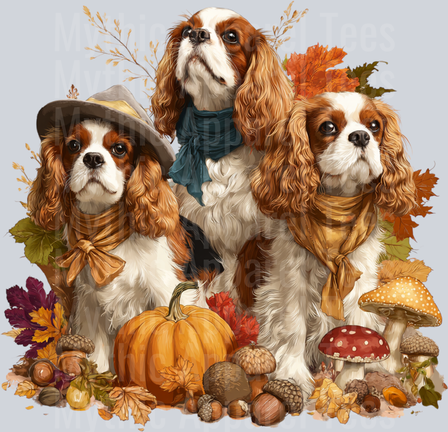 fall cavalier king charles spaniels png
