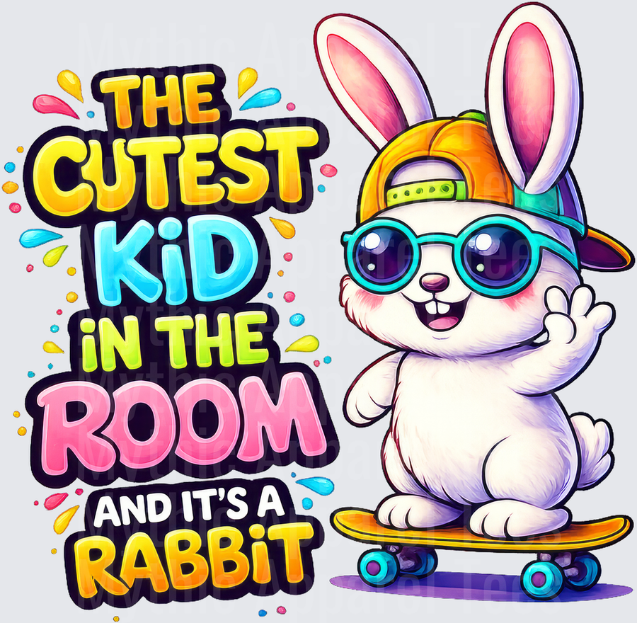 The Cutest Kid In The Room And It's A Rabbit Cool Skateboarding Bunny With Sunglasses And Backwards Cap