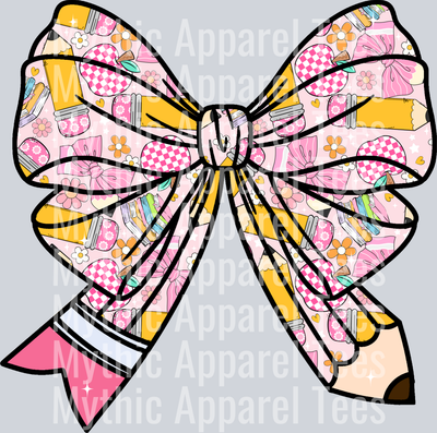 COQUETTE Teacher Pencil and bow DTF Teacher Transfers