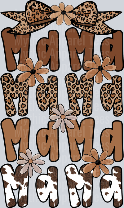 mama western bows and cow prints DTF MOM Transfers