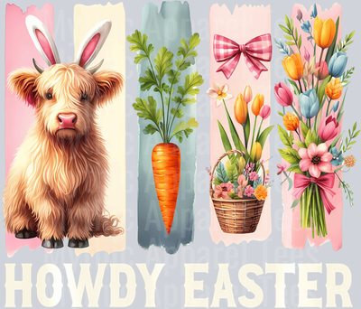 Easter Brush Strokes Highland Cow DTF Highland Cow Transfers