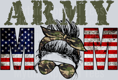 Army Mom Flag with Sassy Head DTF Army Transfers