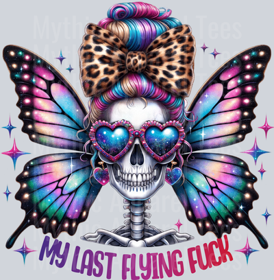 My Last Flying Fuck 3 Cheetah Bow and butterfly Skelly Girl DTF Skull Transfers