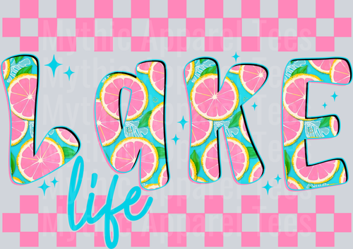 Lake life 2 pink checkers DTF Summer Transfers