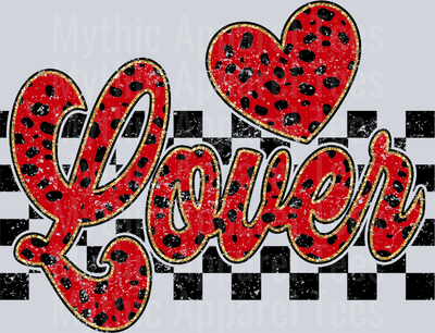 Lover Red With Cow Spots Black Checkered Valentines Day Design