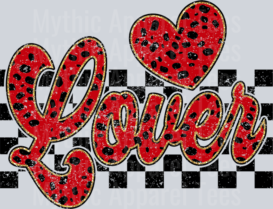 Lover Red With Cow Spots Black Checkered Valentines Day Design